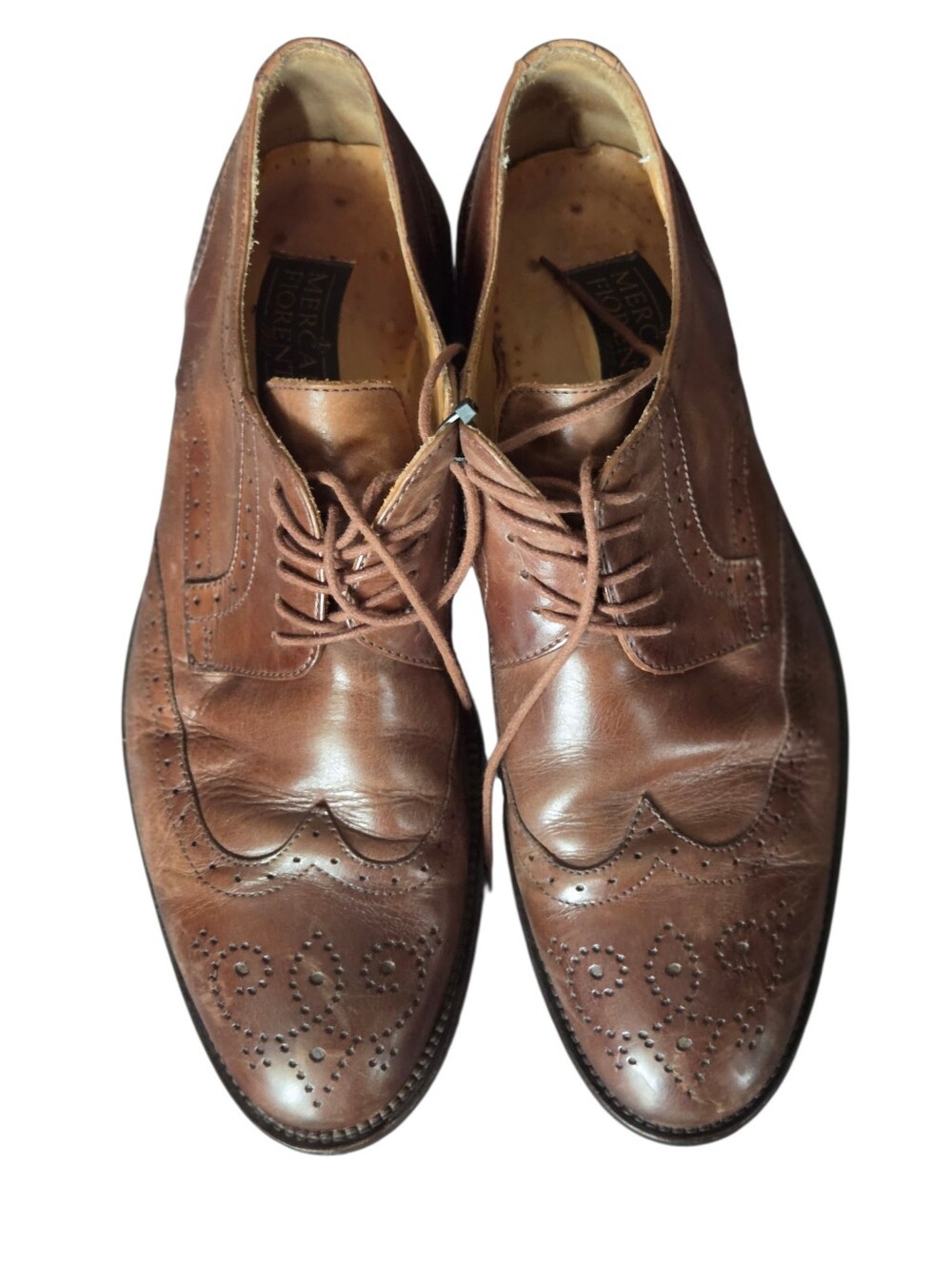 Mercanti Fiorentini Cuoio Brown Leather Wingtip Italian Oxfords
